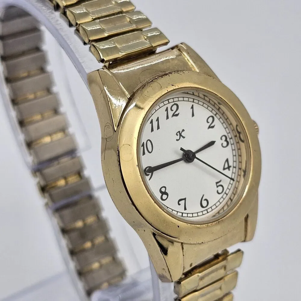 28MM Women's Watch White‎ Dial Gold Case Expandable Band 6
